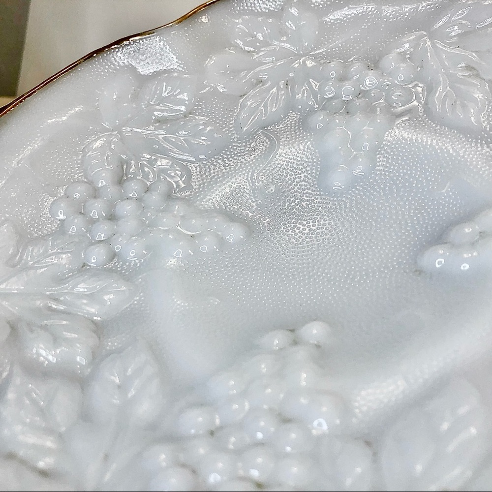 Vintage Anchor Hocking Opaque Milk Glass Footed Bowl